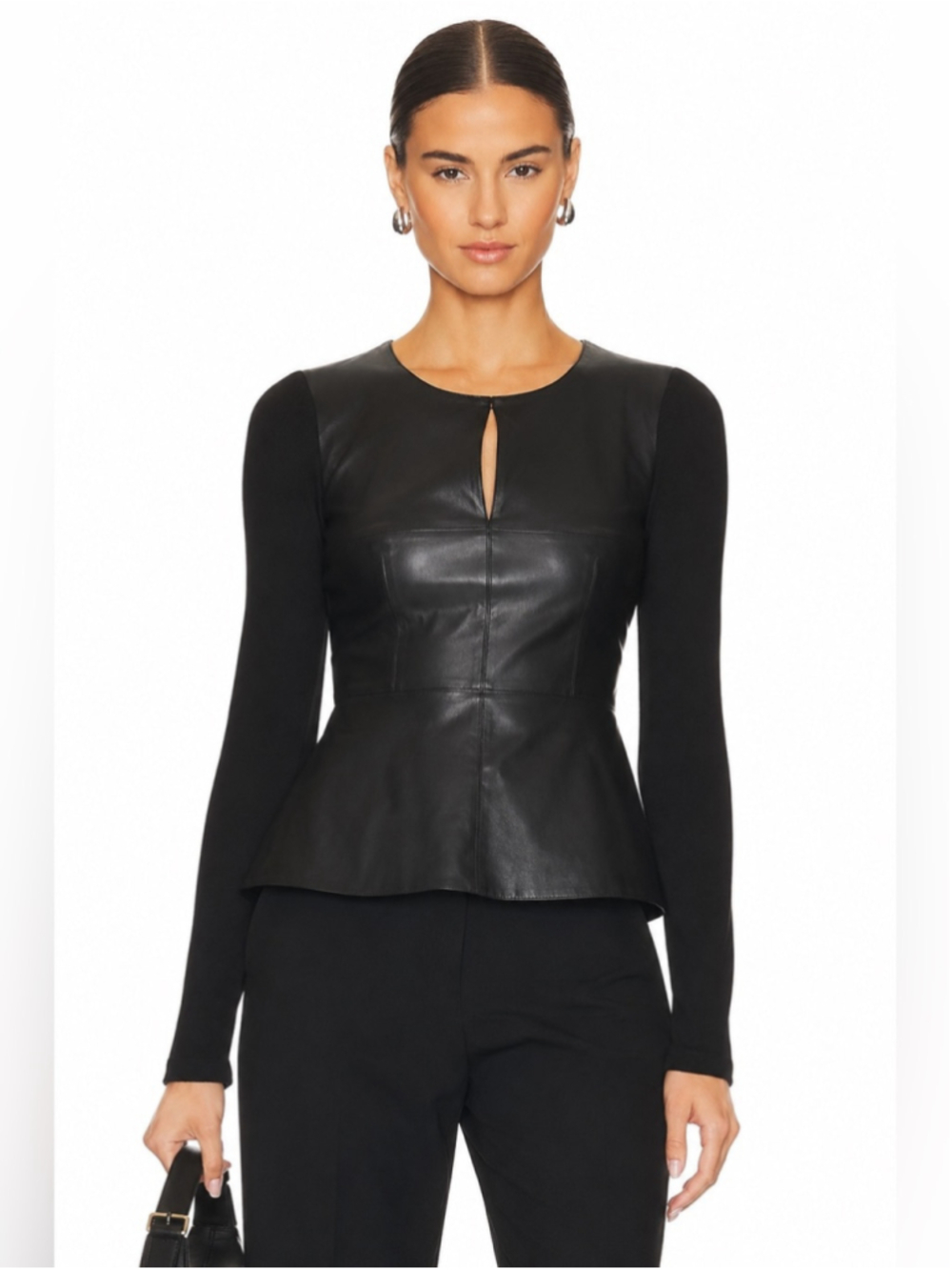 BAILEY/44 Faux Leather Top Black Small Made in USA